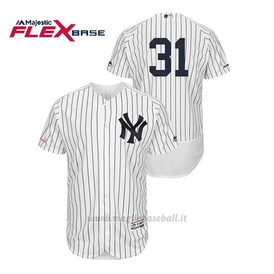 Maglia Baseball Uomo New York Yankees Aaron Hicks 150th Aniversario Patch Flex Base Bianco